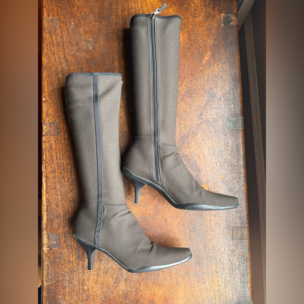 Prada Chocolate Brown Stretch Knee-High Boots